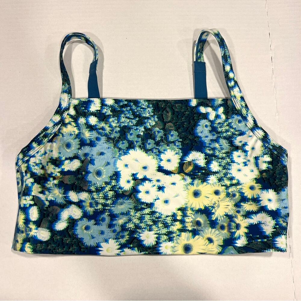 OFFLINE Aerie Blue Floral Sports Bra Medium Support